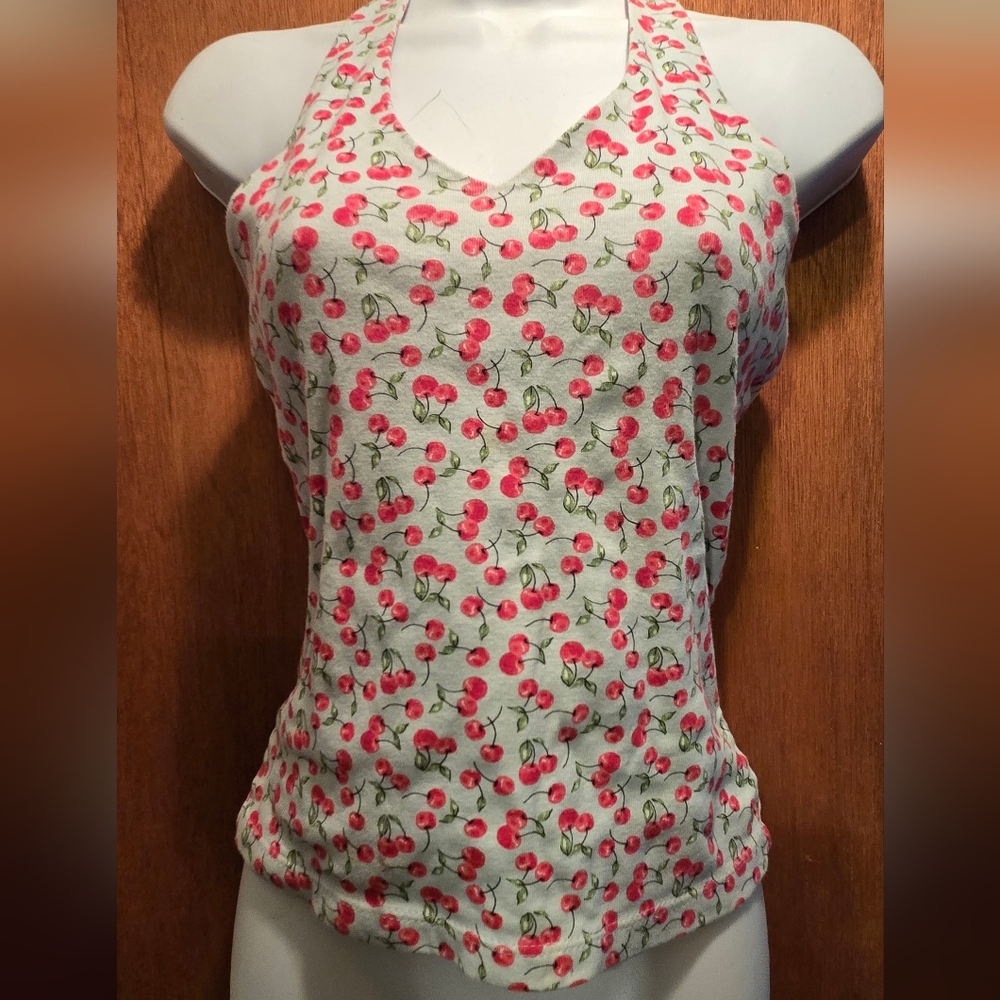 Xhilaration Cherry Print V-Neck Halter Top SzS NWT - Picture 2 of 6